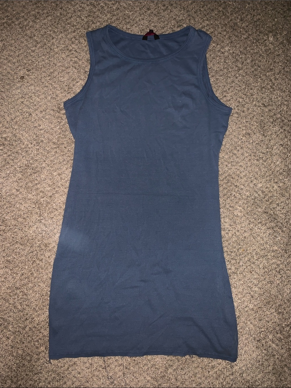 Sleeveless Navy Ribbed Dress